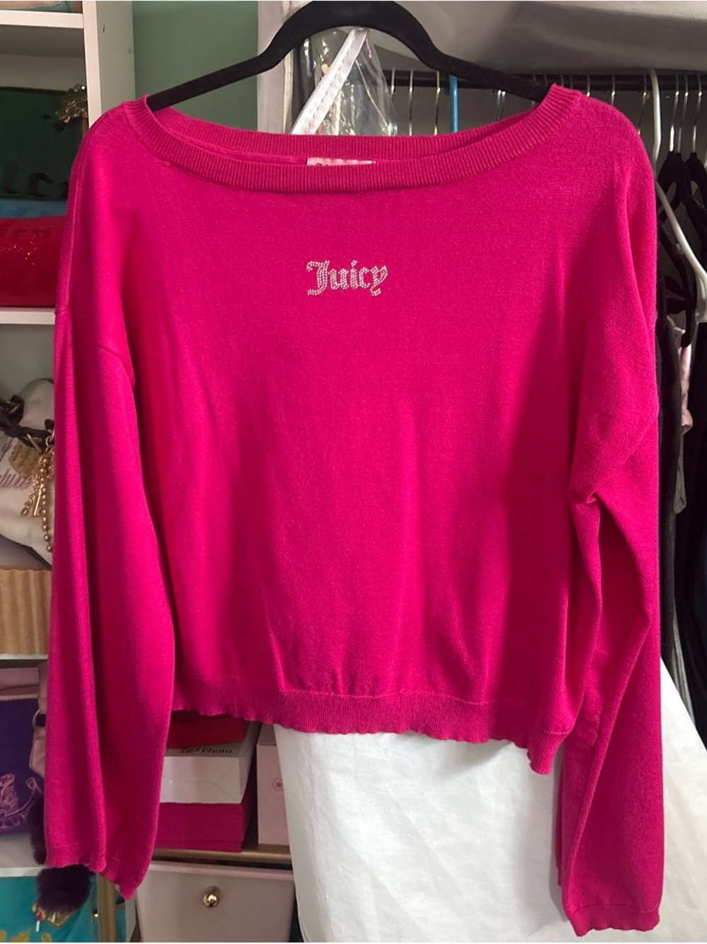 Juicy Couture Womens Fuchsia Logo Sweater